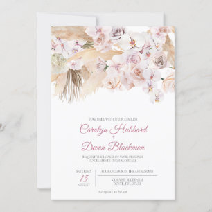 Boho Pampas Grass Torkad Blommigt  Ro Bröllop Inbjudningar