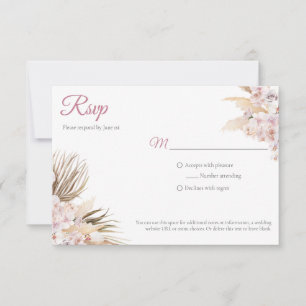 Boho Pampas Grass Torkad Blommigt  Ro Bröllop  OSA Kort