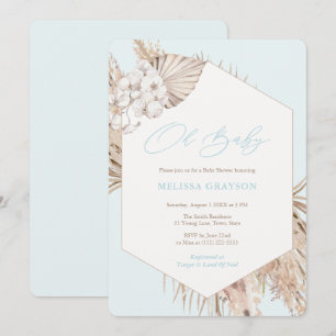 Boho Pampas Grass Torkad Handflatan Boy Shower Inbjudningar