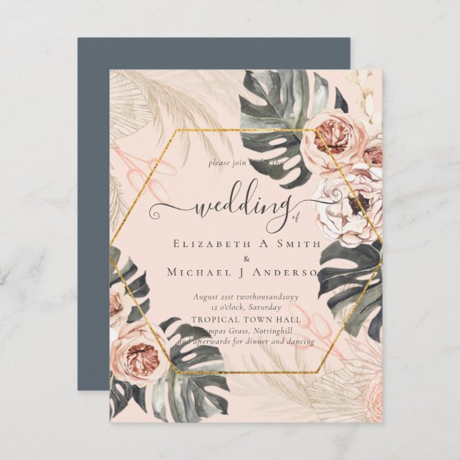 BOHO PAMPAS GRASS TROPICAL Bröllop (Fram/baksida)