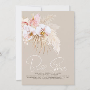 Boho Pampas Grass Tropical Flowers Möhippa Inbjudningar