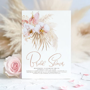 Boho Pampas Grass Tropical Flowers Möhippa Inbjudningar