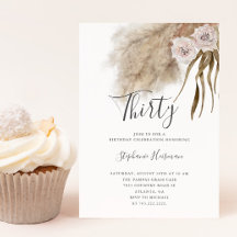 Boho Pampas Grass Vuxen 30års födelsedag Party