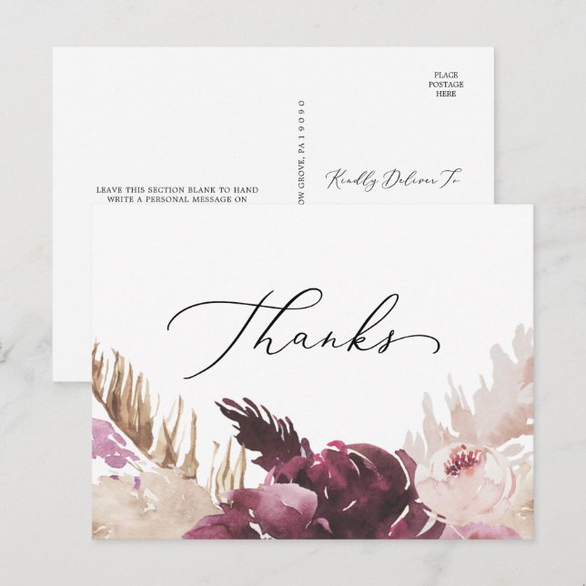 Boho Pampas Grass-vykort Vykort (Fram/baksida)