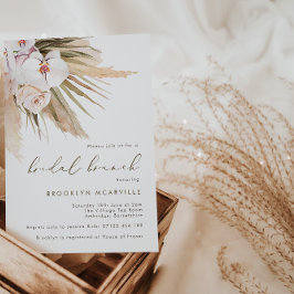 Boho Pampas Grass Watercolor Blommigt Möhippa Brun Inbjudningar