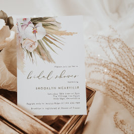 Boho Pampas Grass Watercolor Blommigt Möhippa Inbjudningar