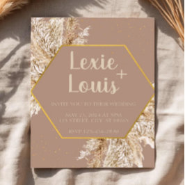 Boho Pampas Grass Wedding bjudande - Beige/ Inbjudningar