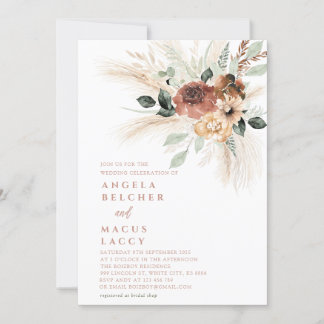 Boho pampas Grass Wedding bjudande Inbjudningar