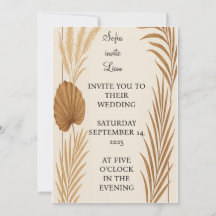Boho Pampas Grass Wedding bjudande | Minimalistisk