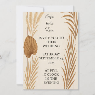 Boho Pampas Grass Wedding bjudande | Minimalistisk Tack Kort
