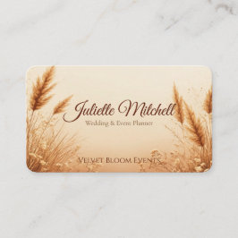 Boho Pampas Grass Wedding & Event Planner Business Visitkort