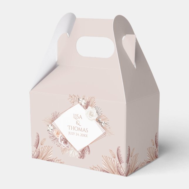 Boho  Pampas Grass Wedding Favor Box Presentaskar (Framsidan Sidan)