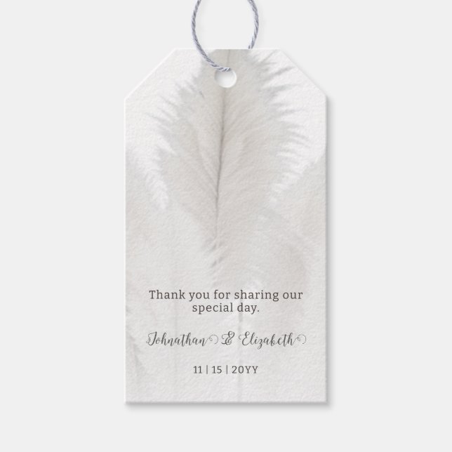 Boho Pampas Grass Wedding Favor Presentetikett (Framsidan)