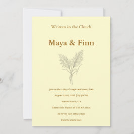 Boho Pampas Grass Wedding Invitation Minimalist Inbjudningar