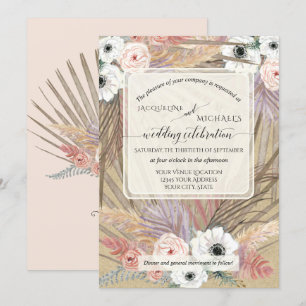 BOHO Pampas Grass White Blommigt Rustic Neutralt Inbjudningar