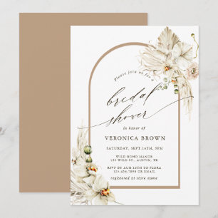 Boho Pampas Grass White Orchid Arch Möhippa Inbjudningar