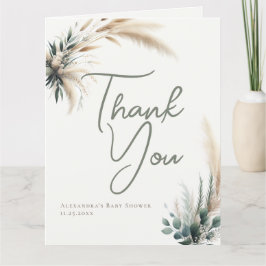 Boho Pampas Greenery Calligraphy Chic Baby Shower Tack Kort