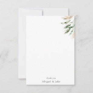 Boho Pampas & Greenery Minimalistisk Personlig Tack Kort