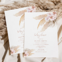 Boho pampas-inbjudan till babydusch