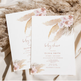 Boho pampas-inbjudan till babydusch inbjudningar