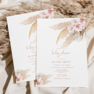 Boho pampas-inbjudan till babydusch inbjudningar