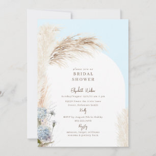 Boho Pampas Isig Blue Möhippa Inbjudningar