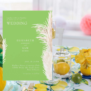 Boho Pampas Lime Green tillsammans med Bröllop Inbjudningar