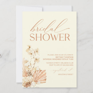 Boho Pampas Modern Bridal Shower floral Invitation Inbjudningar