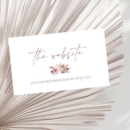 Boho Pampas Neutralt Blommigt Bröllop webbplats Tilläggskort