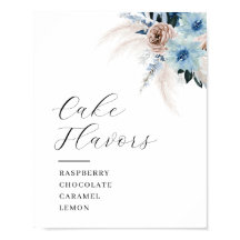 Boho pampas och Blue blommigt Cake flavations-teck