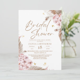 Boho Pampas Orchid Bröllopsdusch Inbjudan