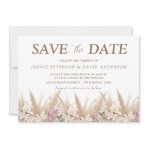 Boho Pampas & Orchid Save Date Card Bröllop
