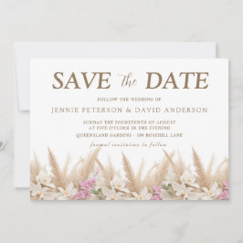 Boho Pampas & Orchid Save Date Card Bröllop Spara Datumet