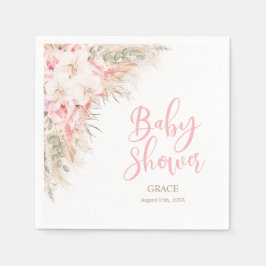 Boho Pampas Orchids Peonies Neutralt Baby Shower Pappersservett