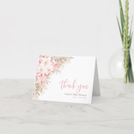 Boho Pampas Orchids Peonies Tack Baby Shower Kort