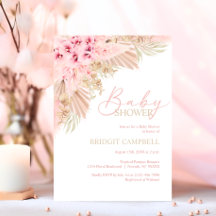 Boho Pampas Orchids Rosa Neutralt Baby Shower