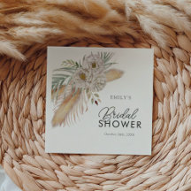 Boho Pampas & Palm Watercolor Bröllopsdusch