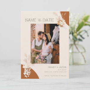 Boho Pampas Photo Bohemian Bröllop Spara Datumet