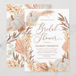 Boho Pampas Pumpkin White Bridal Shower Inbjudningar