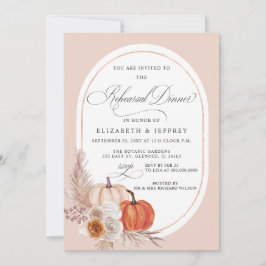 Boho Pampas Pumpkins Fall Rehearsal Dinner Inbjudningar