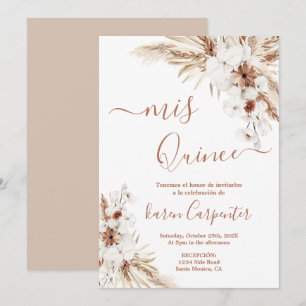 Boho Pampas Quinceanera-inbjudan Inbjudningar
