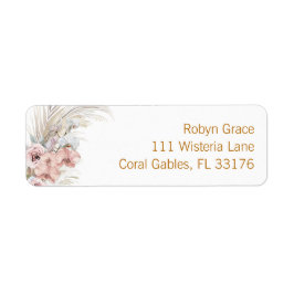 Boho Pampas Return-adressetikett Rosa Returadress Etikett