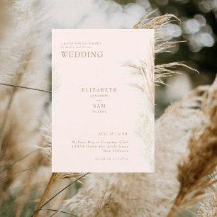 Boho Pampas Rosa Bröllop Inbjudningar