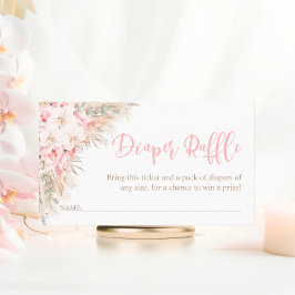 Boho Pampas Rosa Flicka BLÖJA LOTTERI Baby Shower Tilläggskort