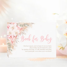 Boho Pampas Rosa Orchids Bok för Baby Shower Girl