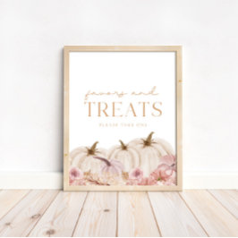 Boho Pampas Rosa Pumpkin Favors och Treats Poster