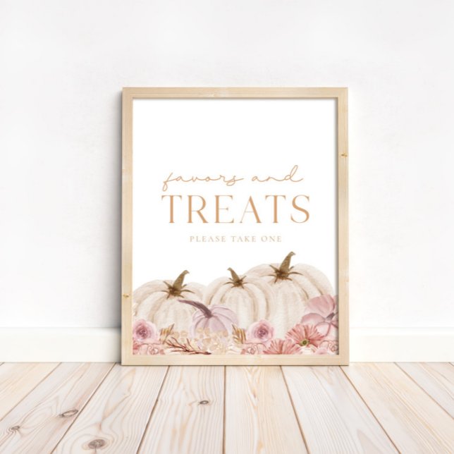 Boho Pampas Rosa Pumpkin Favors och Treats Poster (Available for print & instant digital download!)