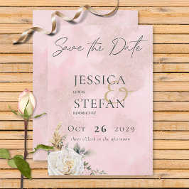 Boho Pampas & Rosa ros Bröllop Spara Datumet