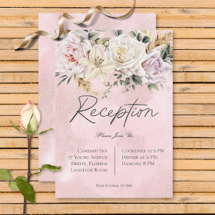 Boho Pampas & Rosa ros bröllopsmottagning Tilläggskort