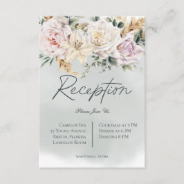 Boho Pampas & Rosa ros Grönt Reception Bröllop Tilläggskort